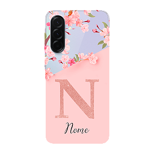 Capinha para Samsung A36 Anti Impacto Personalizada - Delicate Flowers Rosa com nome e fundo transparente