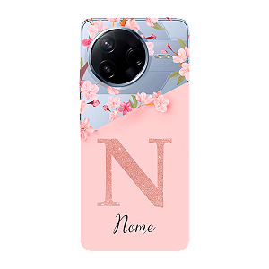 Capinha para Xiaomi Poco F7 Pro Anti Impacto Personalizada - Delicate Flowers Rosa com nome e fundo transparente