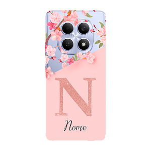 Capinha para Xiaomi RedMi Note 15 4G 5G Anti Impacto Personalizada - Delicate Flowers Rosa com nome e fundo transparente