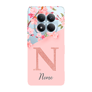 Capinha para Xiaomi RedMi Note 15 Pro 4G Anti Impacto Personalizada - Delicate Flowers Rosa com nome e fundo transparente