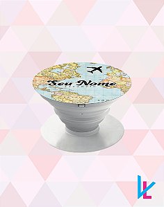 Pop Socket - Mapa Mundi Azul com nome