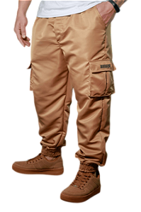 CALÇA JOGGER CARGO CORTA VENTO CARAMELO