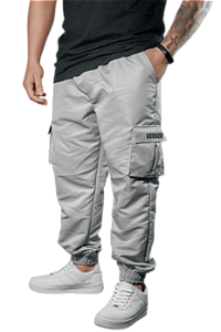 CALÇA JOGGER CARGO CORTA VENTO CINZA