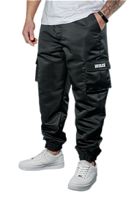 CALÇA JOGGER CARGO CORTA VENTO PRETA