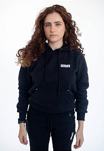 BLUSA DE MOLETOM CANGURU PRETA PREMIUM FEM