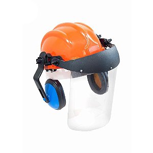 Capacete Acoplado Abafador + Viseira PLASTCOR Laranja