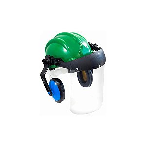 Capacete Acoplado Abafador + Viseira PLASTCOR Verde