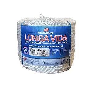 Corda Polip.Trançada Longa Vida 8mm Branca +-220mt MAZZAFERRO