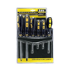 Chave de Fenda / Phillips Cromo Vanádio Imantada Kit c/ 6 peças EDA 8QP