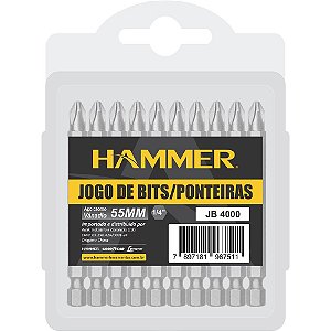 Ponteira Bits 55mm Curta 10 Peças HAMMER GYJB4000