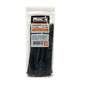 Abraçadeira Nylon Preta 4,8 x 200mm 100 Peças PERKON 1289