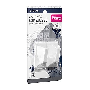 Gancho Adesivo Branco Plastico 1Kg 2 Peças Grande PRIMAFER PR2510