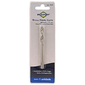 Broca Piloto P/Suporte Serra Copo Curta Blister BRASFORT 7826