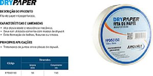 Fita p/ Drywal Papel Microperfurada 150mt x 50mm ANCORA FPD50150