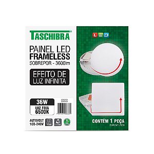 Luminária Led Plafon Frameless Borda Infinita Externo Quadrado 36W 6500K 22,2cm TASCHIBRA 15140143