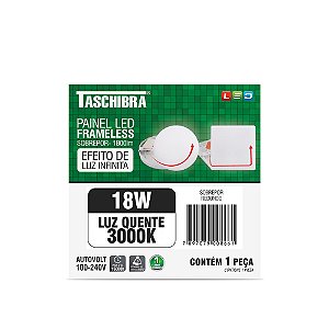 Luminária Led Plafon Frameless Borda Infinita Externo Redondo 18W 3000K 12cm TASCHIBRA 15140123