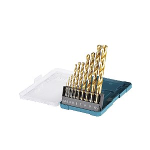 Jogo de Brocas MAKITA HSS-TiN 1 a 10 mm com 10 Peças – D-72849