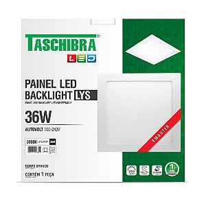 Luminária LED Plafon TASCHIBRA Lys Embutir Quadrado 36W 3000K – 40 cm (Ref. 15140250)