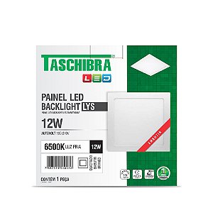 Luminária LED Plafon TASCHIBRA Lys Embutir Quadrado 12W 6500K 17cm