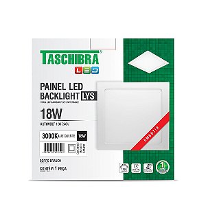 Luminária LED Plafon TASCHIBRA Lys Embutir Quadrado 18W 3000K 22cm