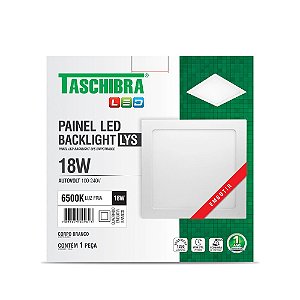 Luminária LED Plafon TASCHIBRA Lys Embutir Quadrado 18W 6500K 22cm