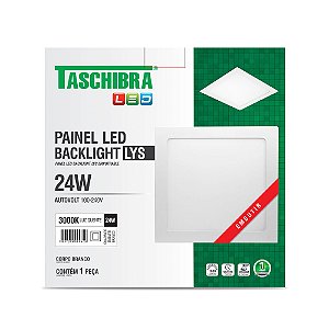Luminária LED Plafon TASCHIBRA Lys Embutir Quadrado 24W 3000K 30cm