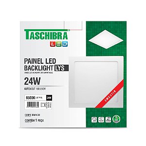 Luminária LED Plafon TASCHIBRA Lys Embutir Quadrado 24W 6500K 30cm