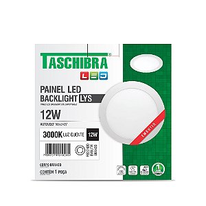 Luminária LED Plafon TASCHIBRA Lys Embutir Redonda 12W 3000K 17cm