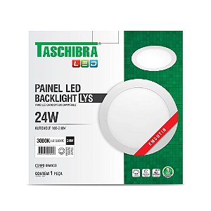 Luminária LED Plafon TASCHIBRA Lys Embutir Redonda 24W 3000K 30cm