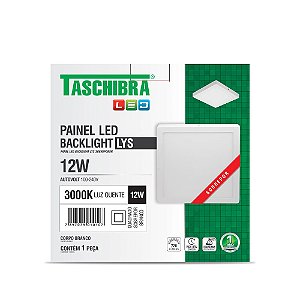 Luminária LED Plafon TASCHIBRA Lys Externo Quadrado 12W 3000K – 17 cm