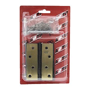 Dobradiça REAL 3542 4" Ferro Latonado Oxidado (FLO) – Blister com 3 Peças