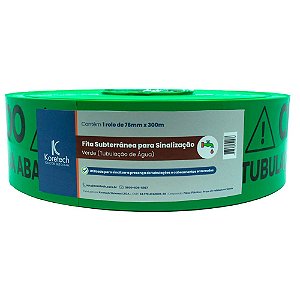 Fita Subterranea 7,6cm X 300mt Verde "Tubulação de Agua Abaixo" KORETECH PA.52.12.0.0038 OUTLET