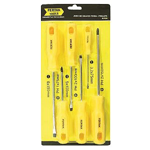 Jogo de Chaves de Fenda e Philips FERTAK 6 Peças – Modelo 4805