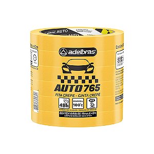 Fita Crepe ADELBRAS Auto 765 Amarela 18mm x 40m - 6 Rolos
