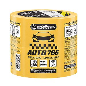 Fita Crepe ADELBRAS Auto 765 Amarela 48mm x 40m - 2 Rolos