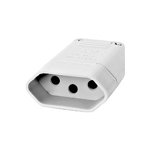 Pino Fêmea 2 Polos + Terra 20A Branco PERLEX 2046BRC/10 (Kit com 10 unidades)