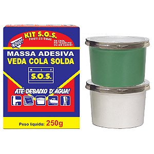 Adesivo Epóxi Massa Kit SOS Secagem Normal Subaquática 250g 3623