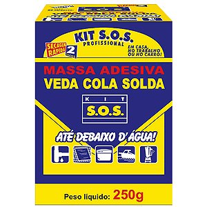 Adesivo Epóxi Massa Kit SOS Secagem Rapida Subaquática 250g 3619