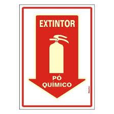 Placa Sinalizacao “EXTINTOR PO QUIMICO“ Fluorescente PVC 20x30