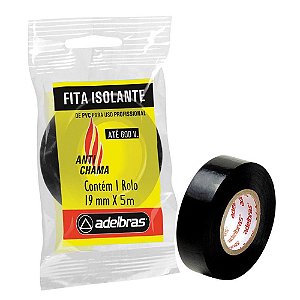 Fita Isolante Antichama 19mm x 5m Preto ADELBRAS 10 rolos