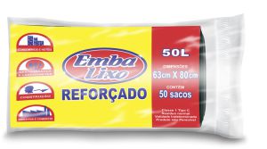 Saco De Lixo 50 Litros Preto Profissional 50 Sacos EMBALIXO 513564