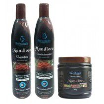 KIT SHAMPOO, CONDICIONADOR E MÁSCARA CAPILAR DE MANDIOCA - BIO INSTINTO