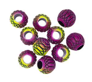 Miçanga Para Pesca Mexerica Amarelo e Roxo Neon 10 Unidade
