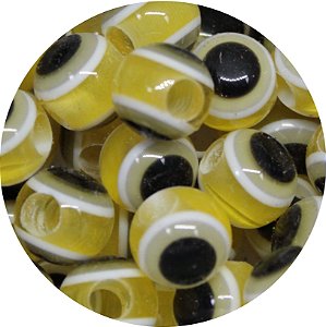 Miçanga Pesca Olho Grego Amarelo - Furo Maior 10mm