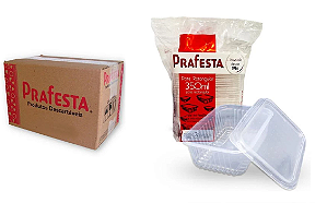 Pote P.P Retangular 350ml  Prafesta Caixa c/ 6x24 Un. - Vai ao Freezer e Micro ondas