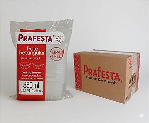 Caixa Pote c/ Tampa 350ml Retangular Prafesta - c/ 144 und.