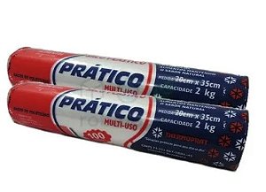 Bobina Plástica Picotada Thermoprat p/2 Kg - 20X35 c/25x100 Un. 25 Rolos com 100 Saquinhos cada.