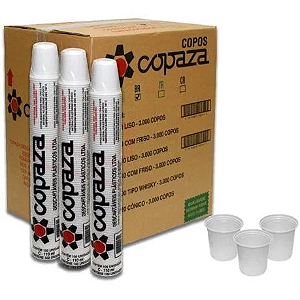 Copo Descartável 110ml Branco Copaza ABNT Cx c/3000 un. - SM Embalagens  Descartáveis