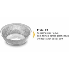 Bandeja/Marmitex de Alumínio Nº9 Manual 1.200ml Thermoprat  c/ 100 Un.