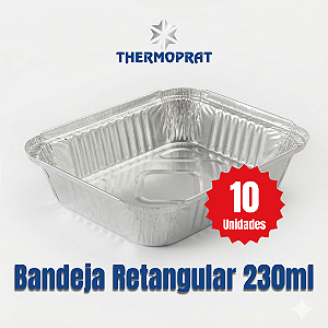 Bandeja Marmitex Retangular de Alumínio 230 ml Thermoprat c/ 10 Unidades